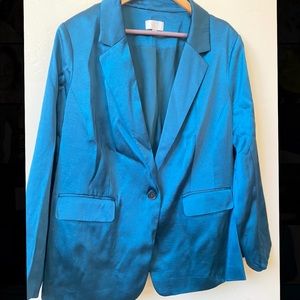 LOFT PLUS Teal Satin Blazer